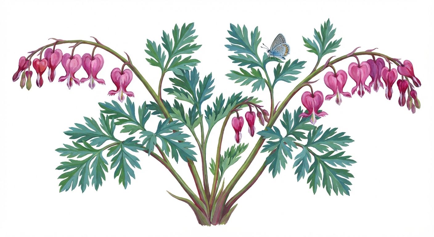 Wild Fringed Bleeding Heart (Dicentra eximia), colorful illustration