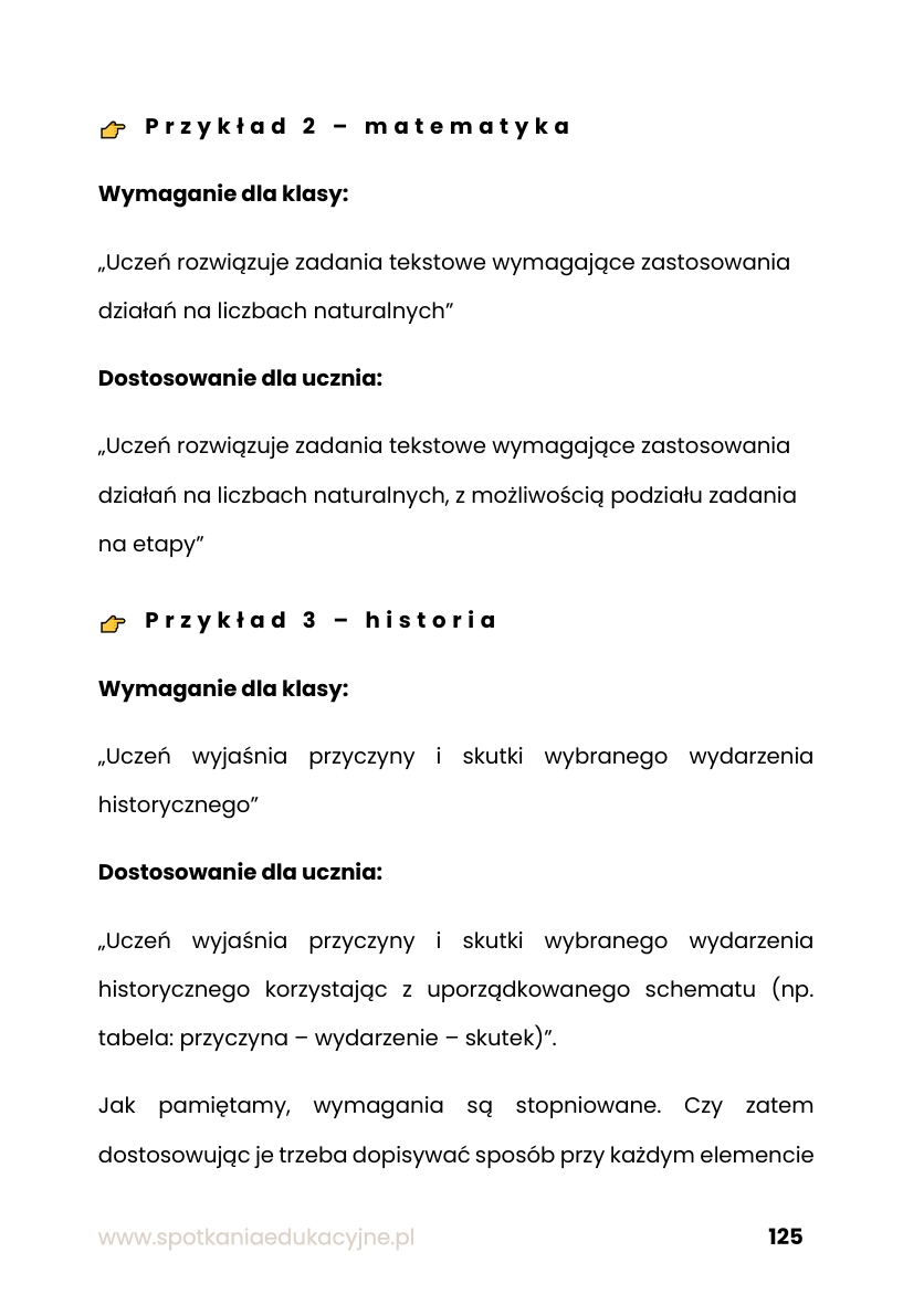 Przykładowa strona z książki "Wymagania edukacyjne i ich dostosowywanie"