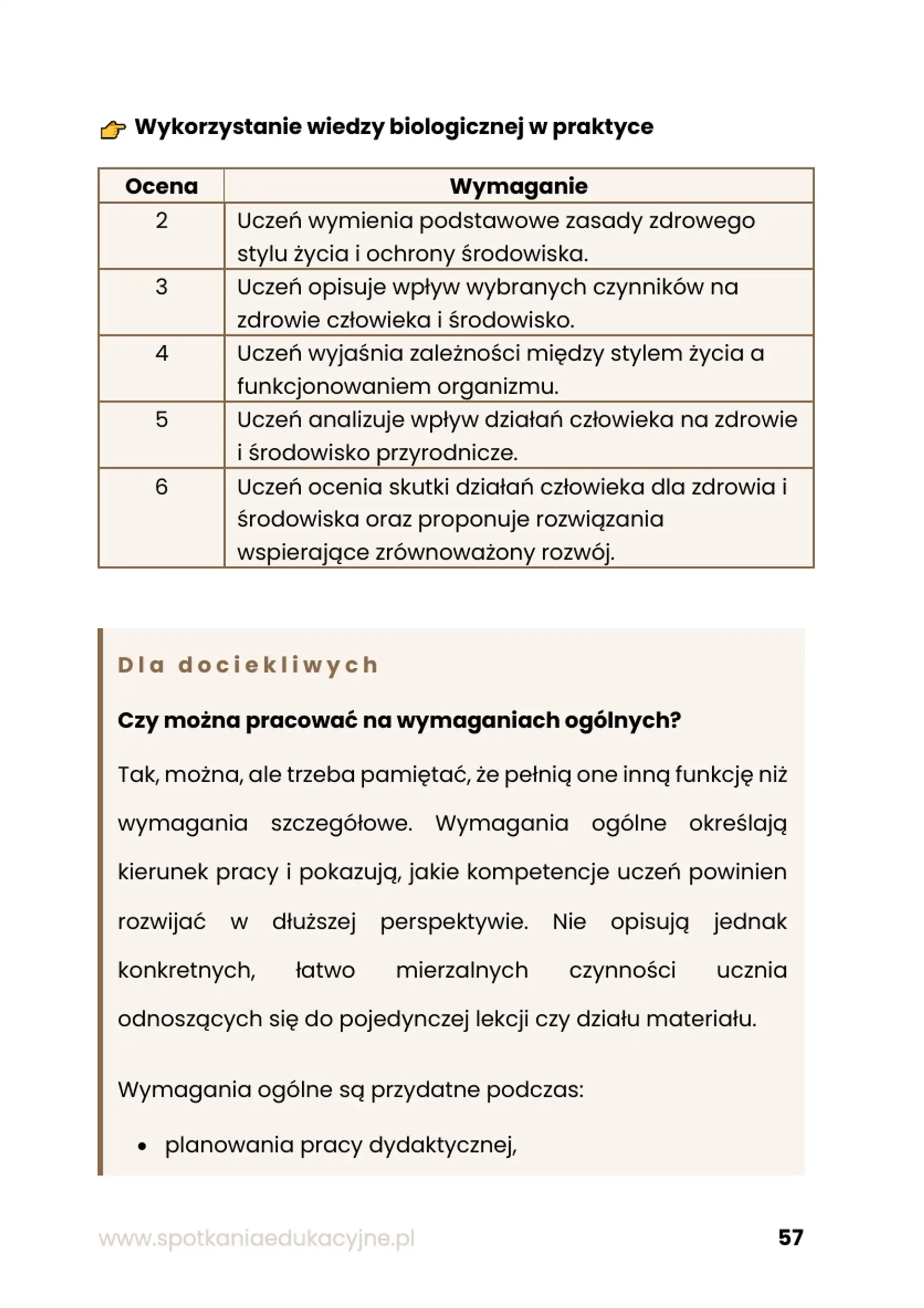 Przykładowa strona z książki "Wymagania edukacyjne i ich dostosowywanie"