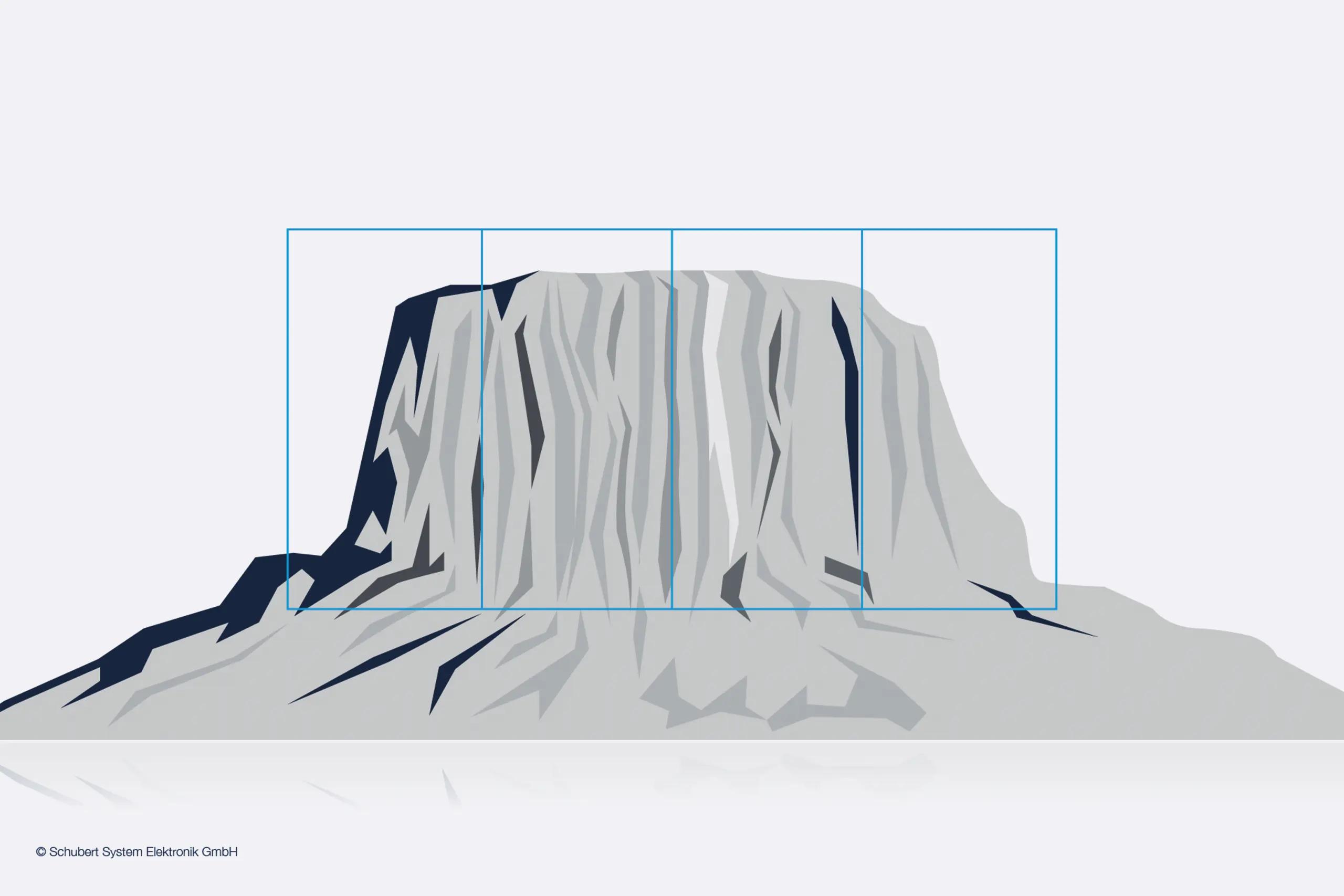 Zu sehen ist die Grafik eines monolitischen System in Form eines Berges, welches zu einem Whitepaper zum Download gehört.