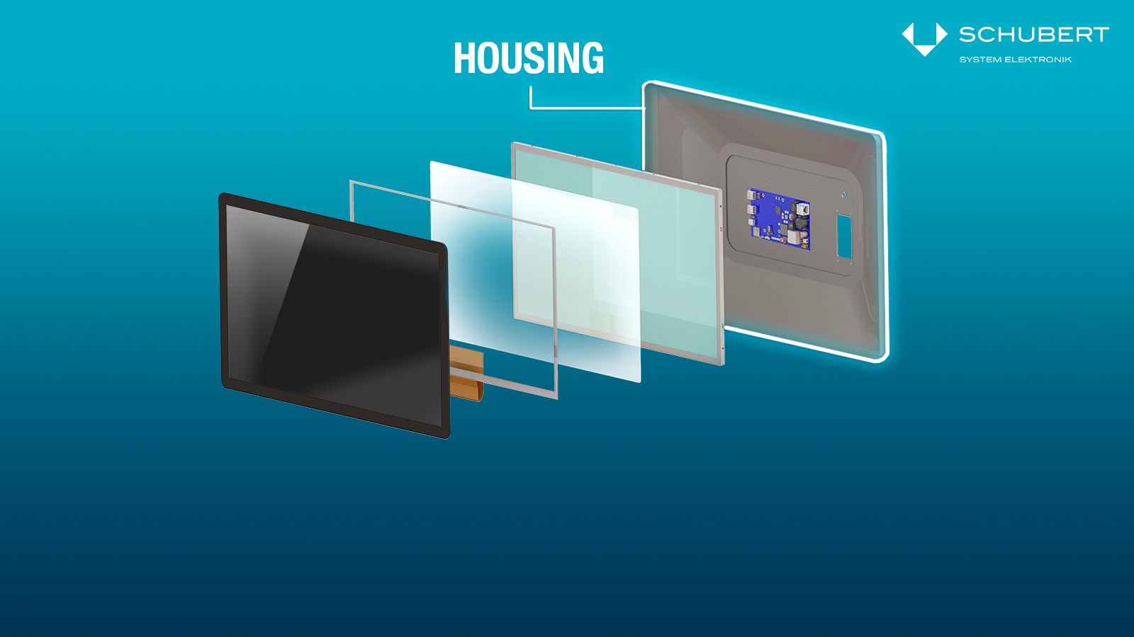 Bild eines kundenspezifischen HMI-Gehäuses aus Edelstahl und Kunststoff, geeignet für Industrie-, Outdoor-, SmartHome- und Medizintechnik-Anwendungen.