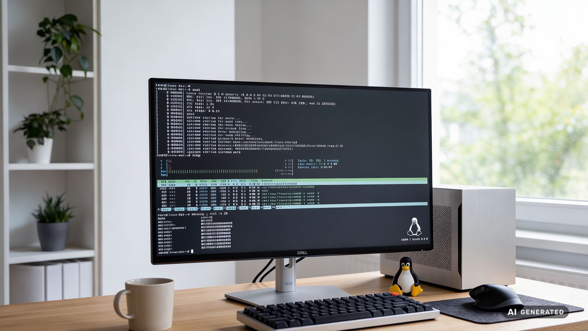 Bildschirm mit Linux Pinguin
