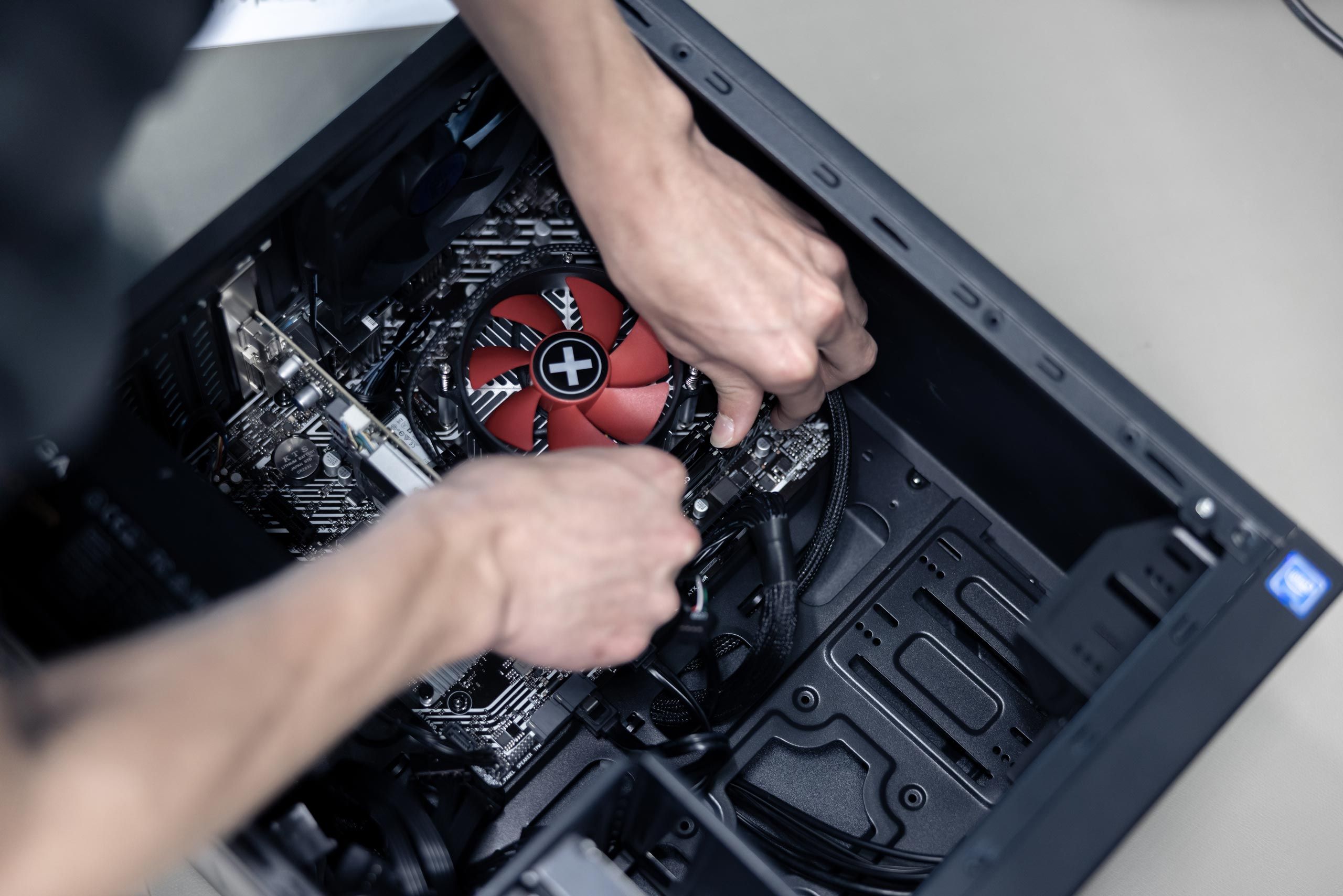 An employee works on a Panel PC