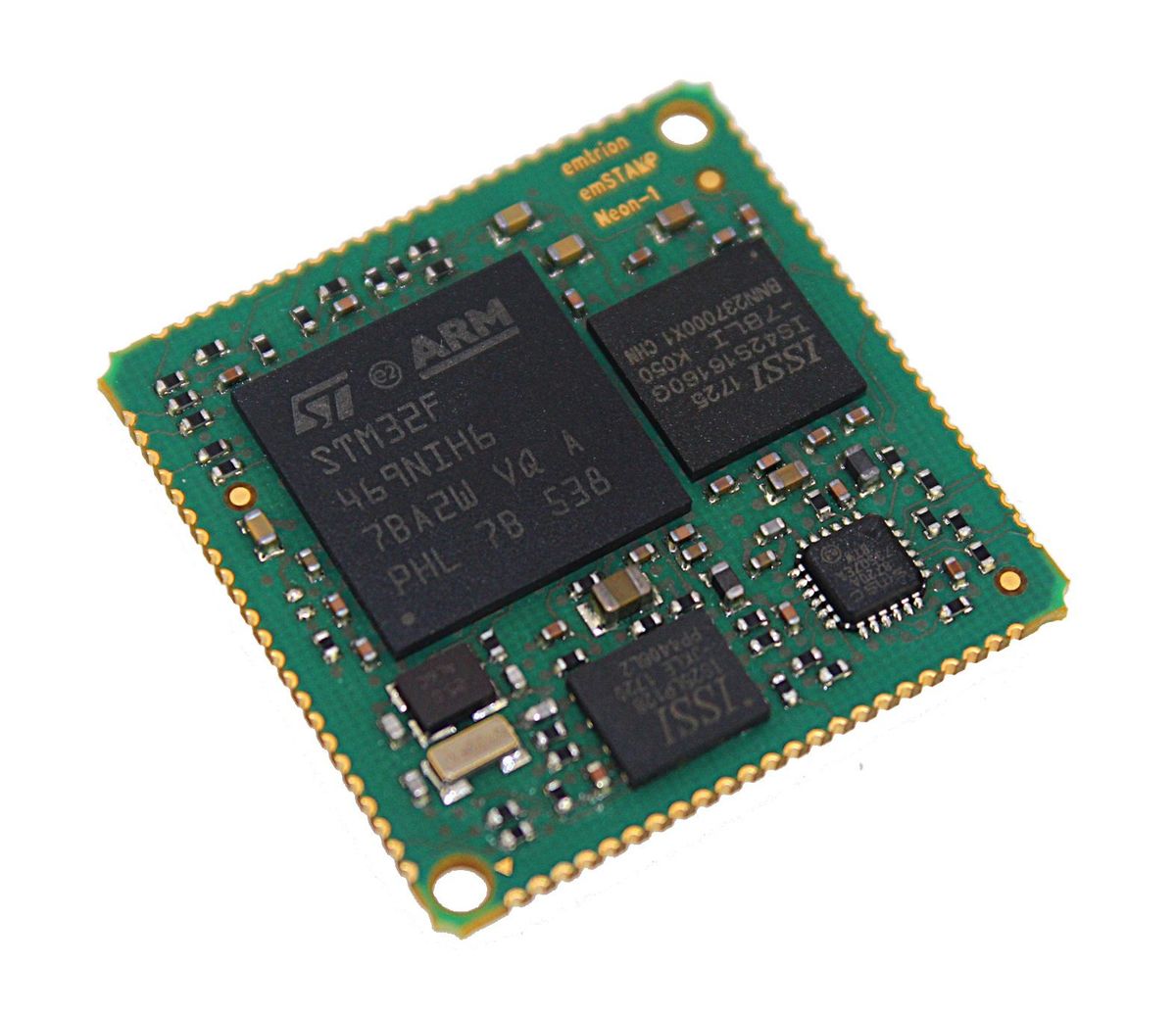 emSTAMP-Neon-CM7 Auflötmodul von emtrion mit STM32F769NI Cortex-M7-Mikrocontroller für industrielle Embedded- und Echtzeitanwendungen