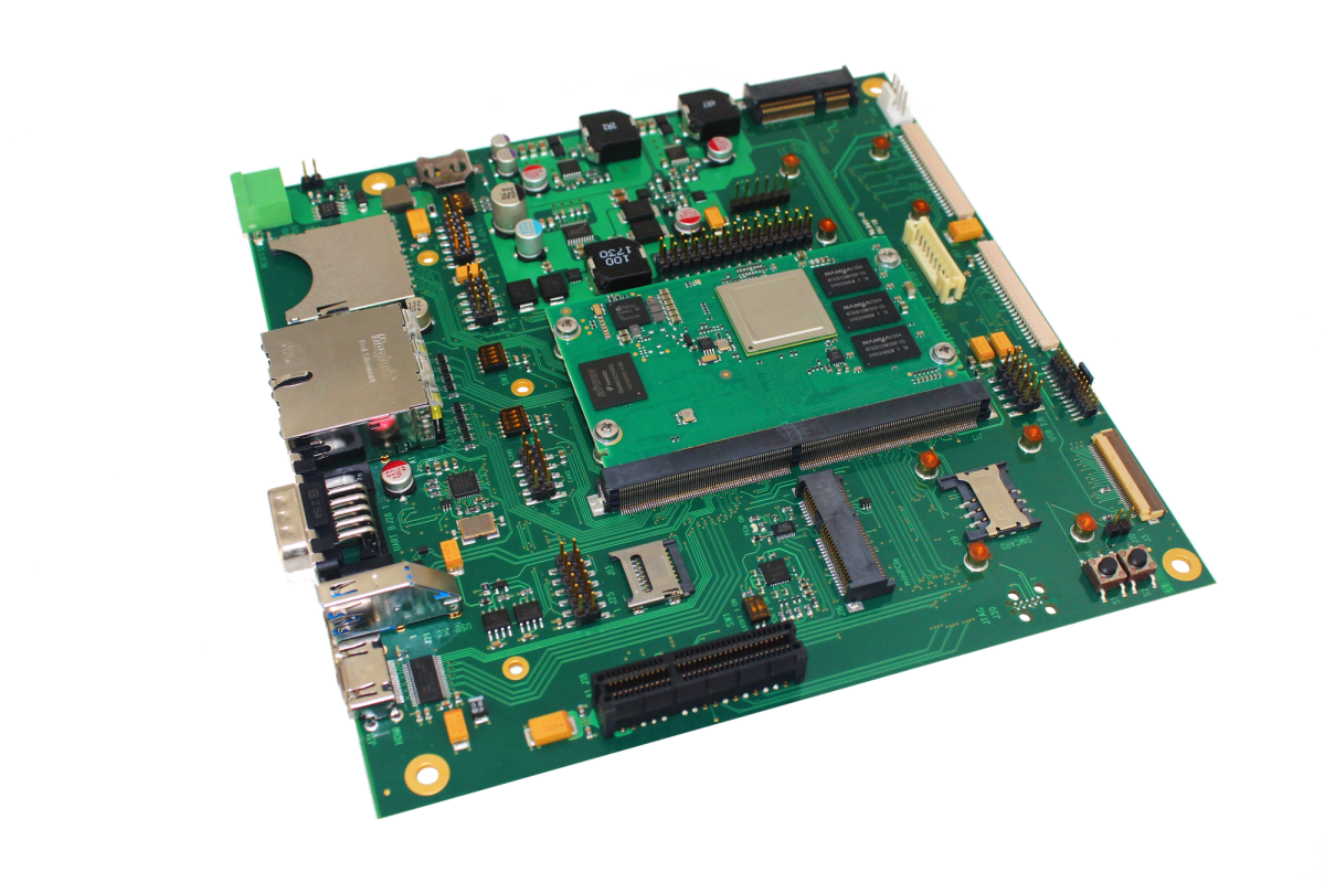 Bvari Mini-ITX Baseboard von emtrion mit PCIe, miniPCIe, mSATA und Gigabit Ethernet für industrielle Embedded-Systeme