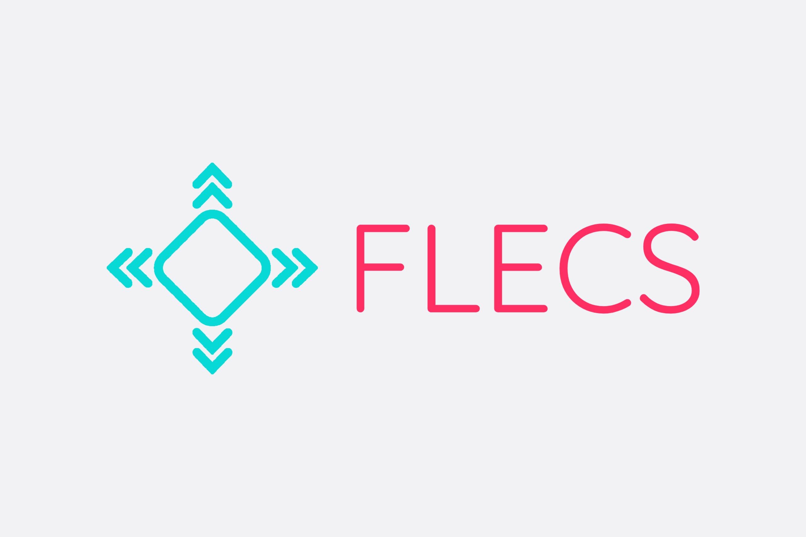 Zu sehen ist das Logo von dem Start-Up FLECS mit grünem Bildelement und roten Schriftzug. FLECS bietet Software an. 
