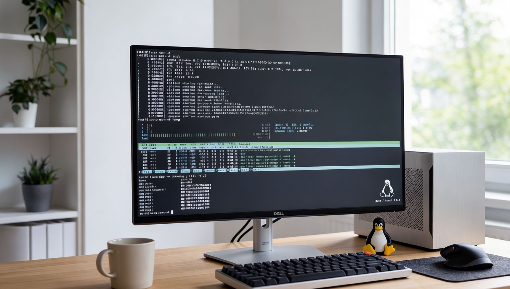 Bildschirm mit Linux Pinguin
