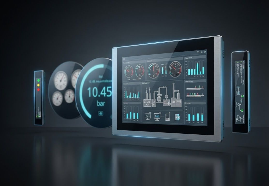 Zu sehen ist ein Display von Schubert System Elektronik aufgefächert als Front- und Rückansicht.