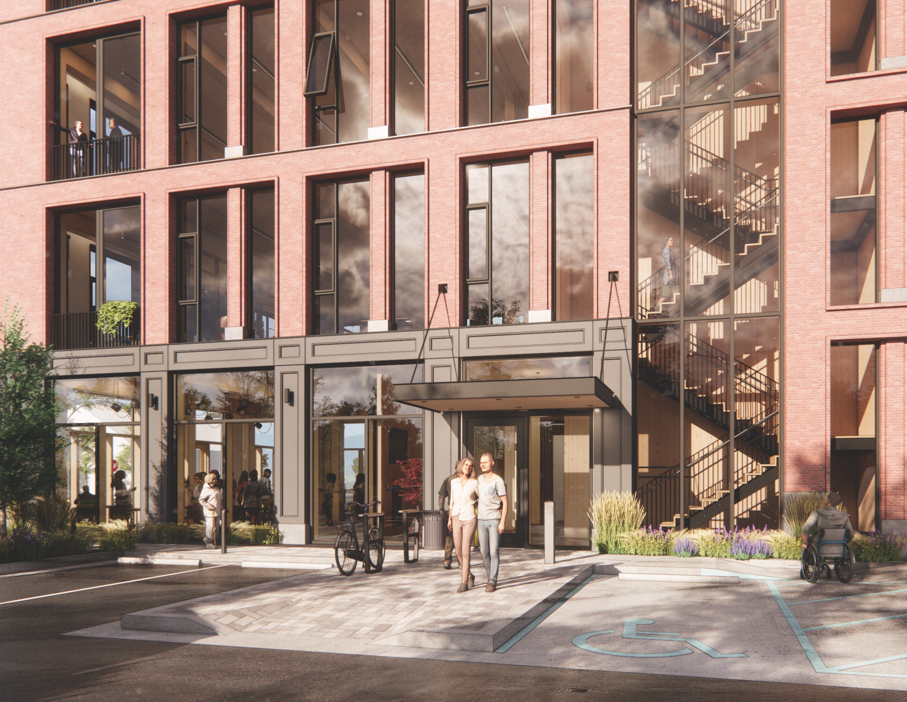 A rendering of the front of The Bowman building 