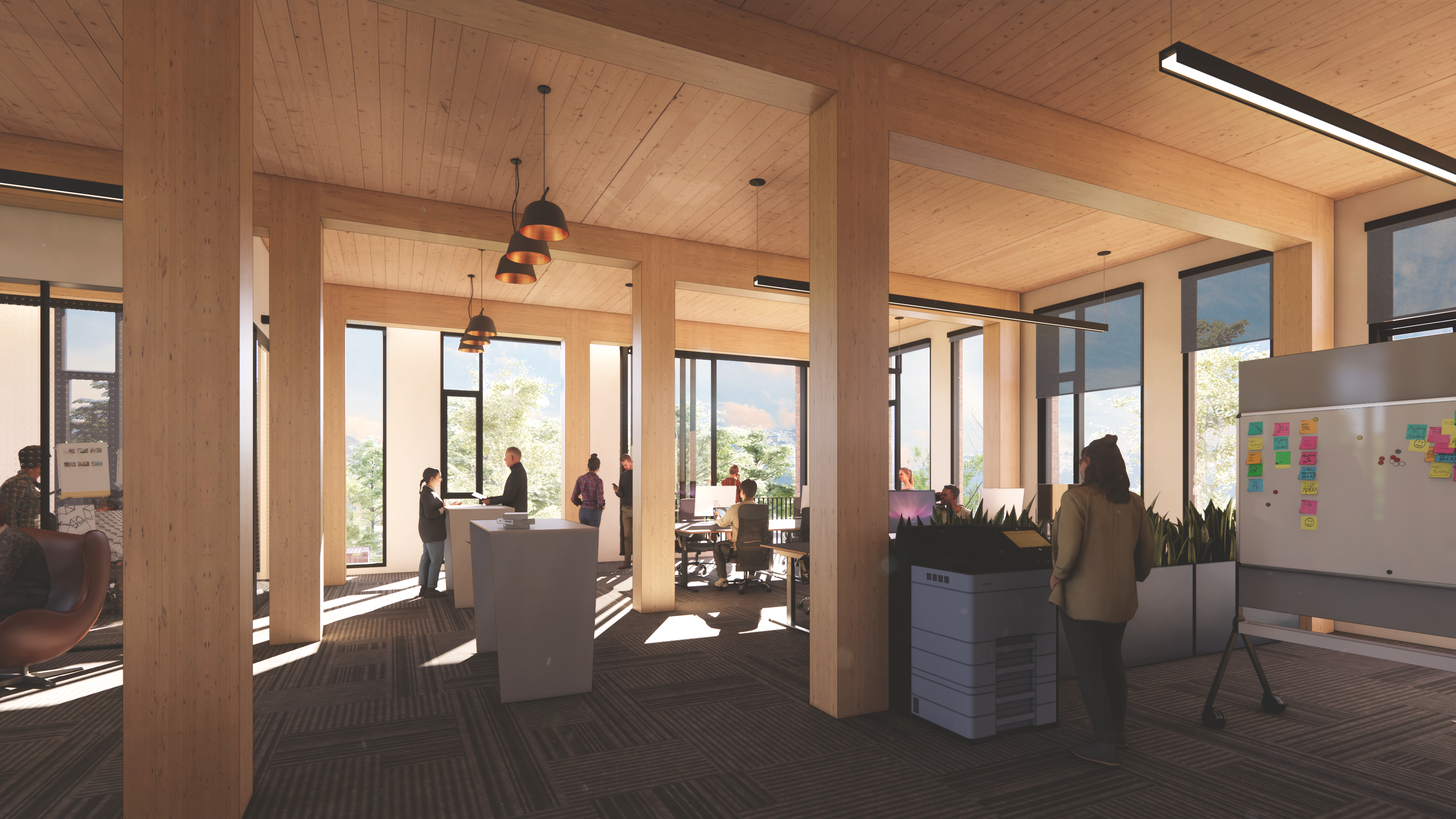 Rendering of a possible open office set up in The Bowman