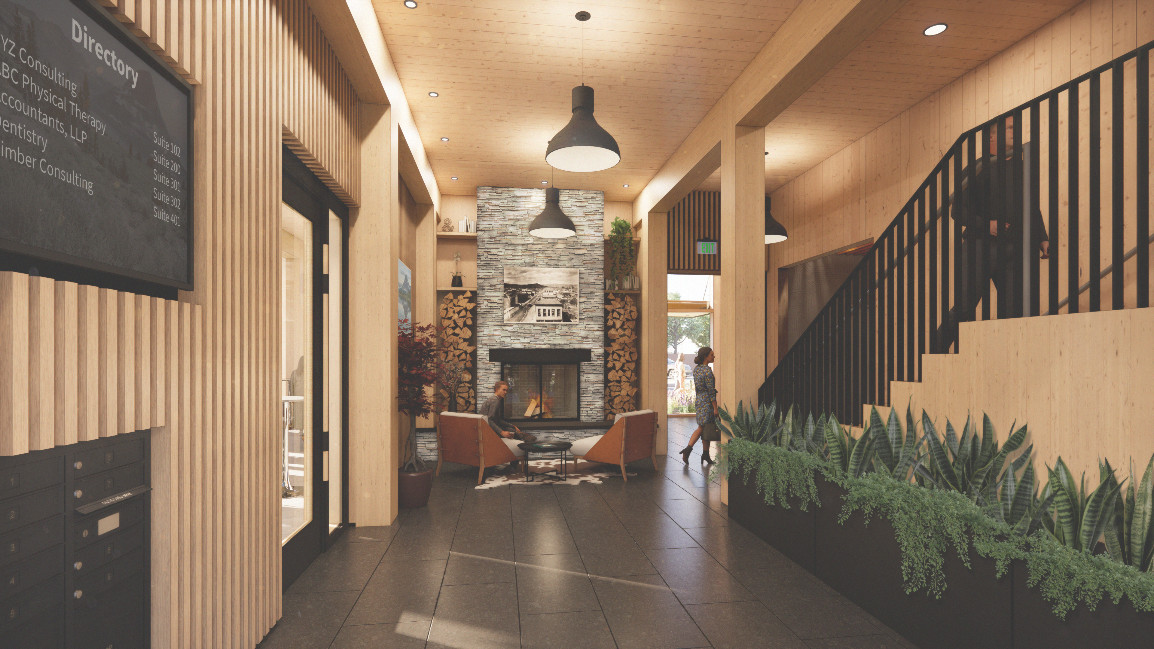 The Bowman Lobby rendering looking north