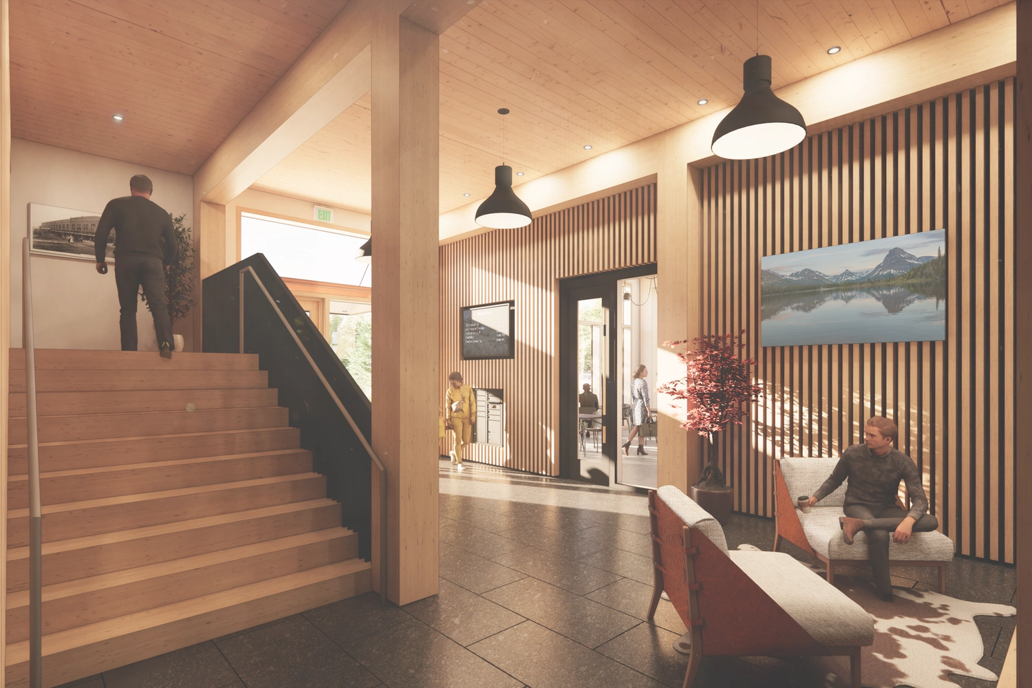 The Bowman lobby rendering looking south