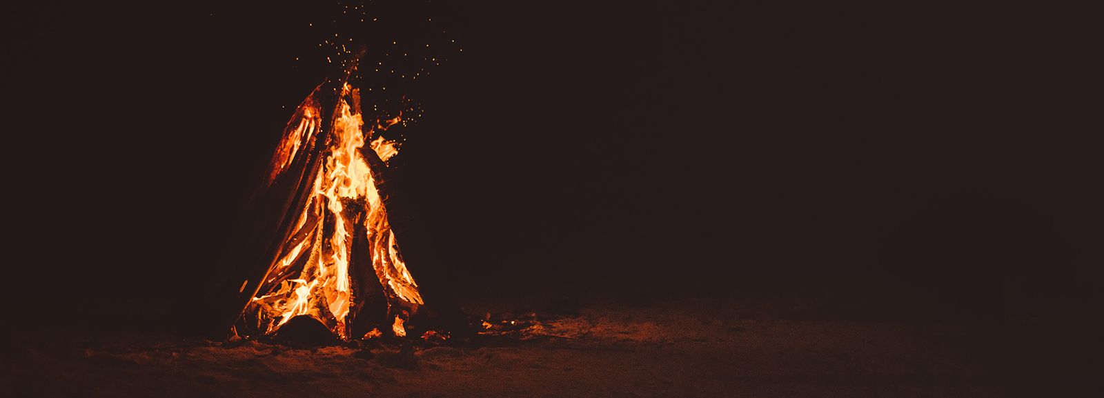 Photo of a bonfire at night.