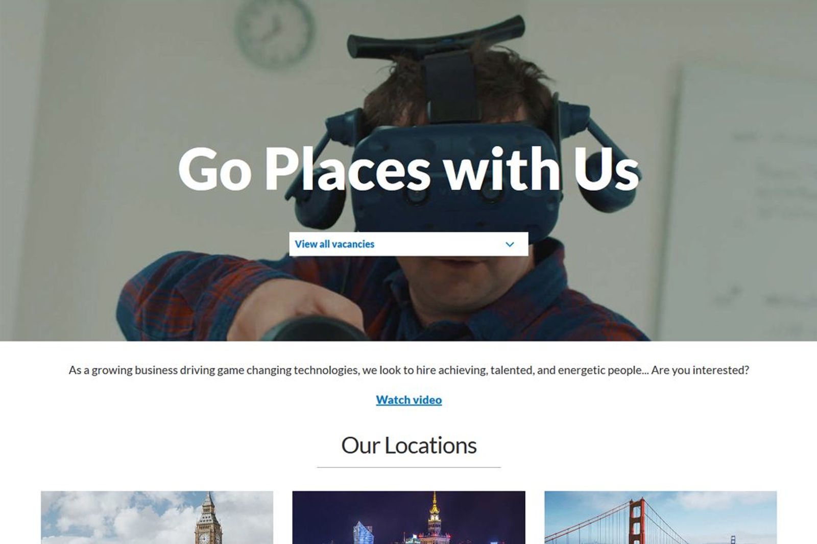 Screenshot of DisplayLink - Going Places landing page.