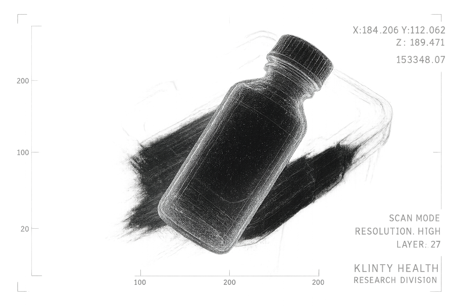 A glass vial held mid-motion inside a translucent cold-chain container, condensation and light trailing behind it.