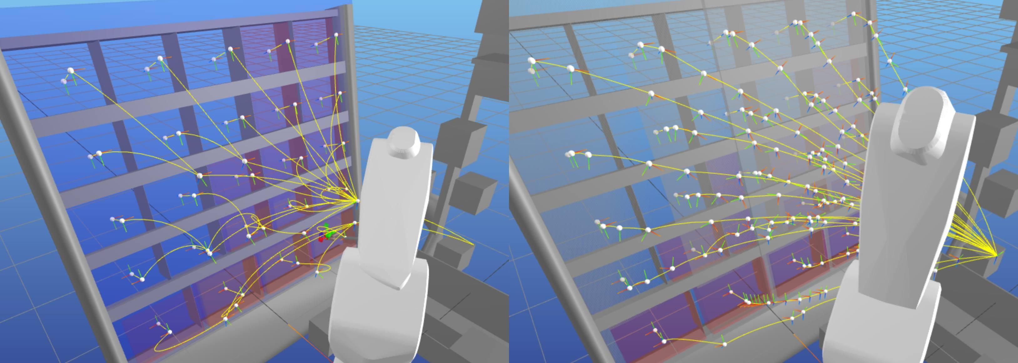Handcrafted trajectory (left) vs. mathematically-optimized trajectory (right)