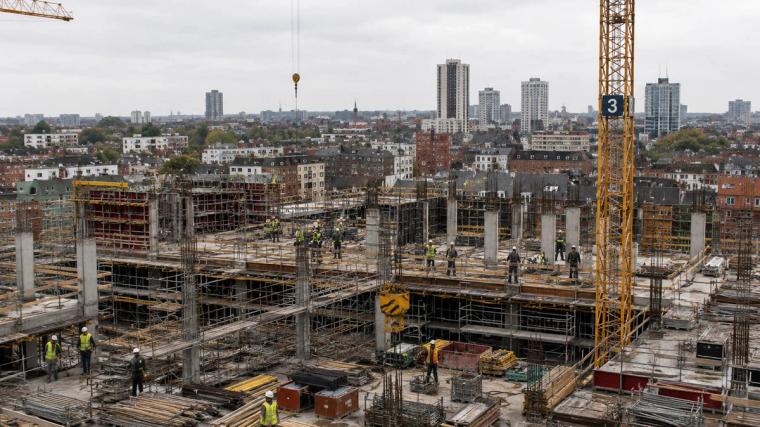 Construction work on a major building project – the construction of a modern residential complex