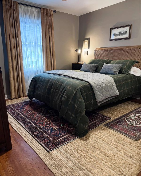 Master bedroom refresh with Turkish rug collection and mid-century styling