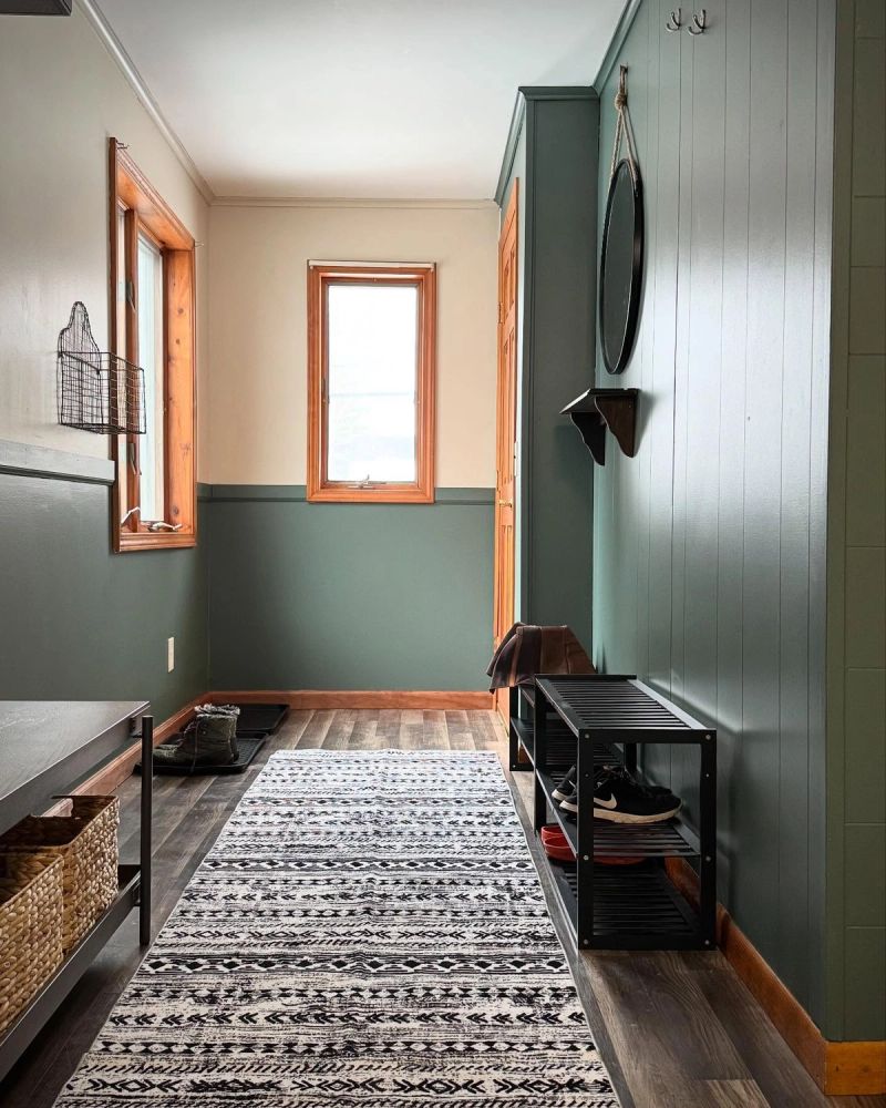 Mudroom transformation with fresh paint and strategic storage for family of five
