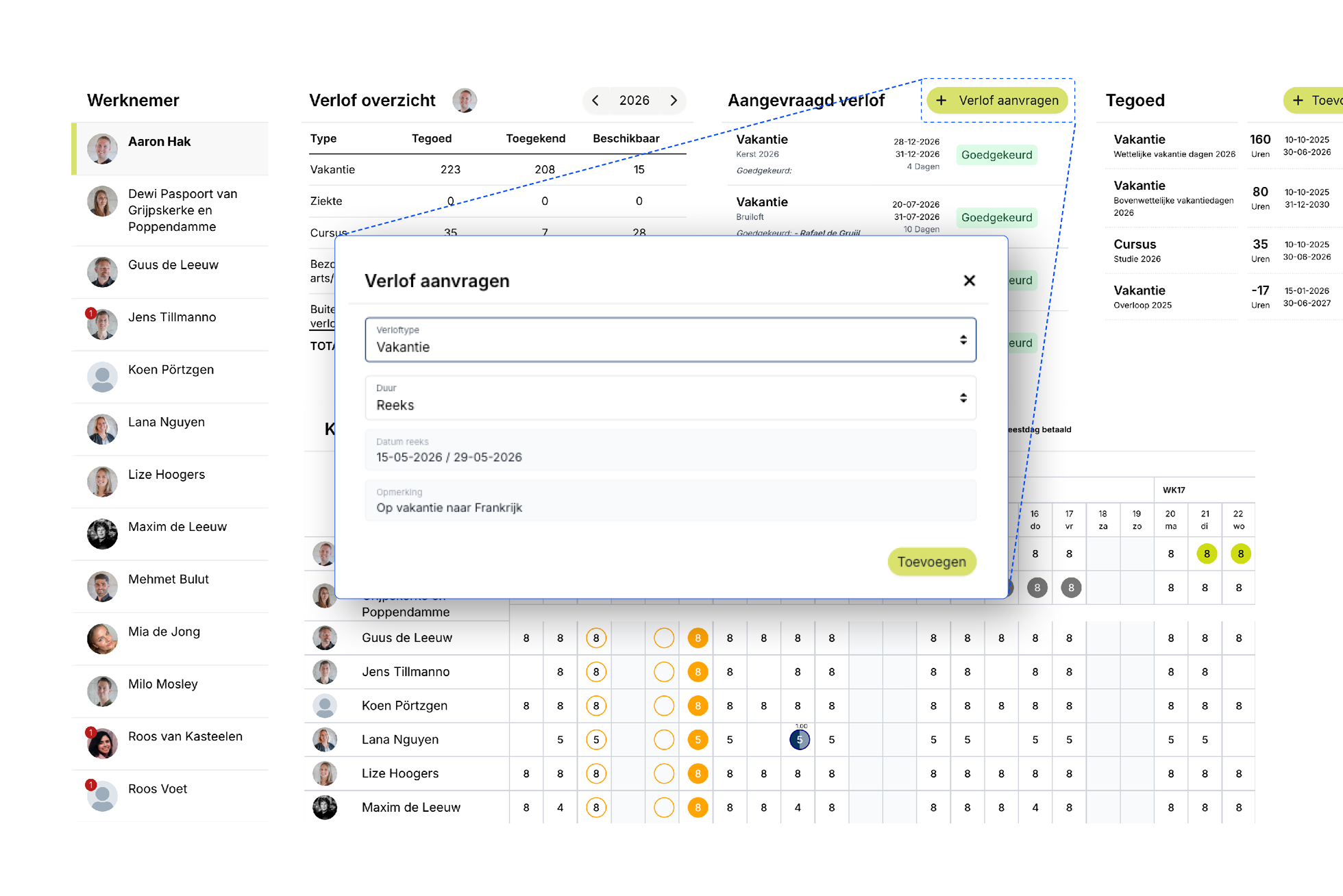 Verlofaanvragen binnen organisatiemanagement van Buddy