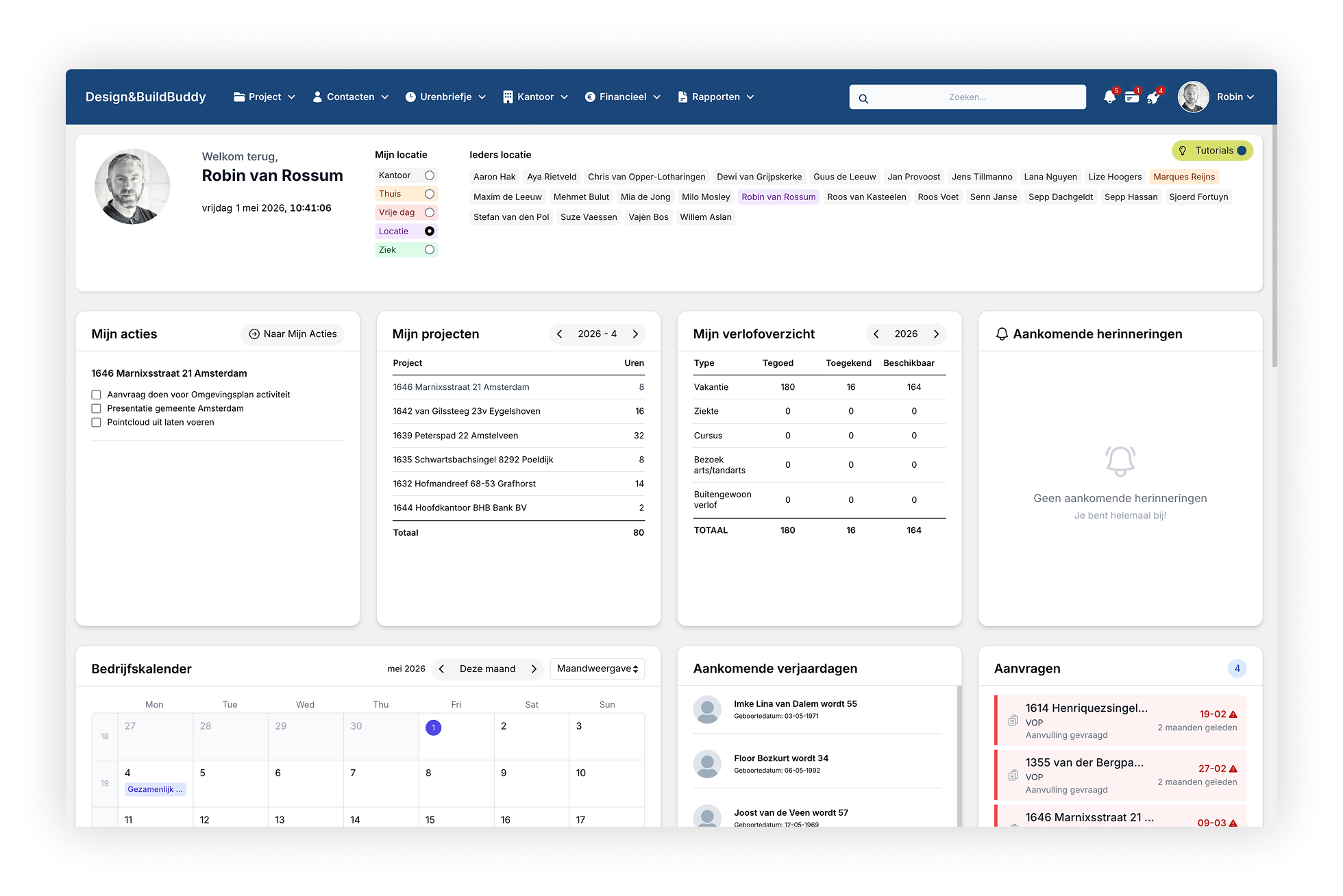 Platform screenshot dashboard en inzicht