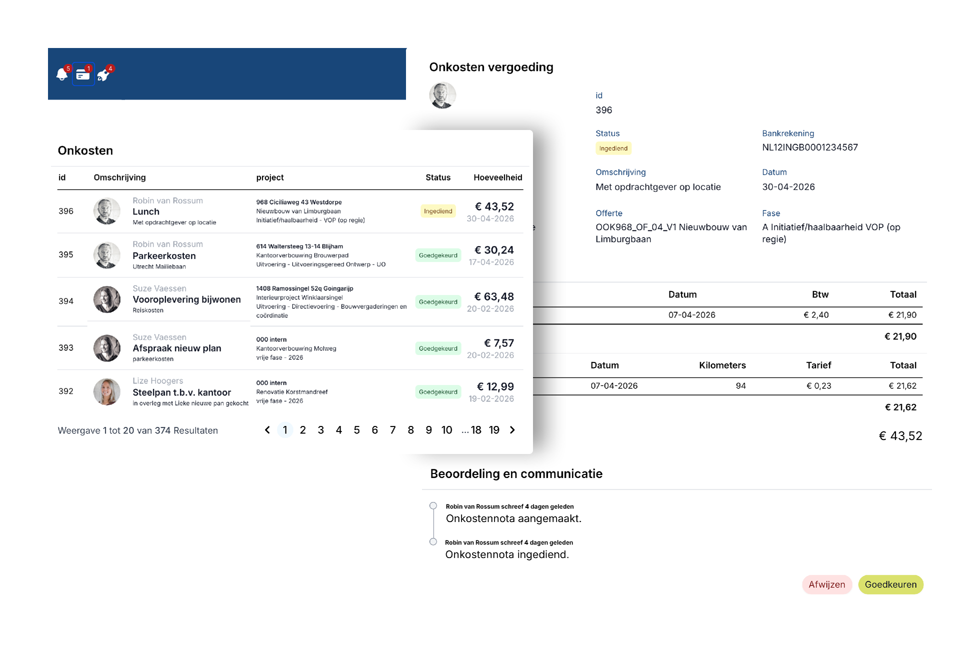 Onkosten goedkeuren binnen organisatiemanagement van Buddy