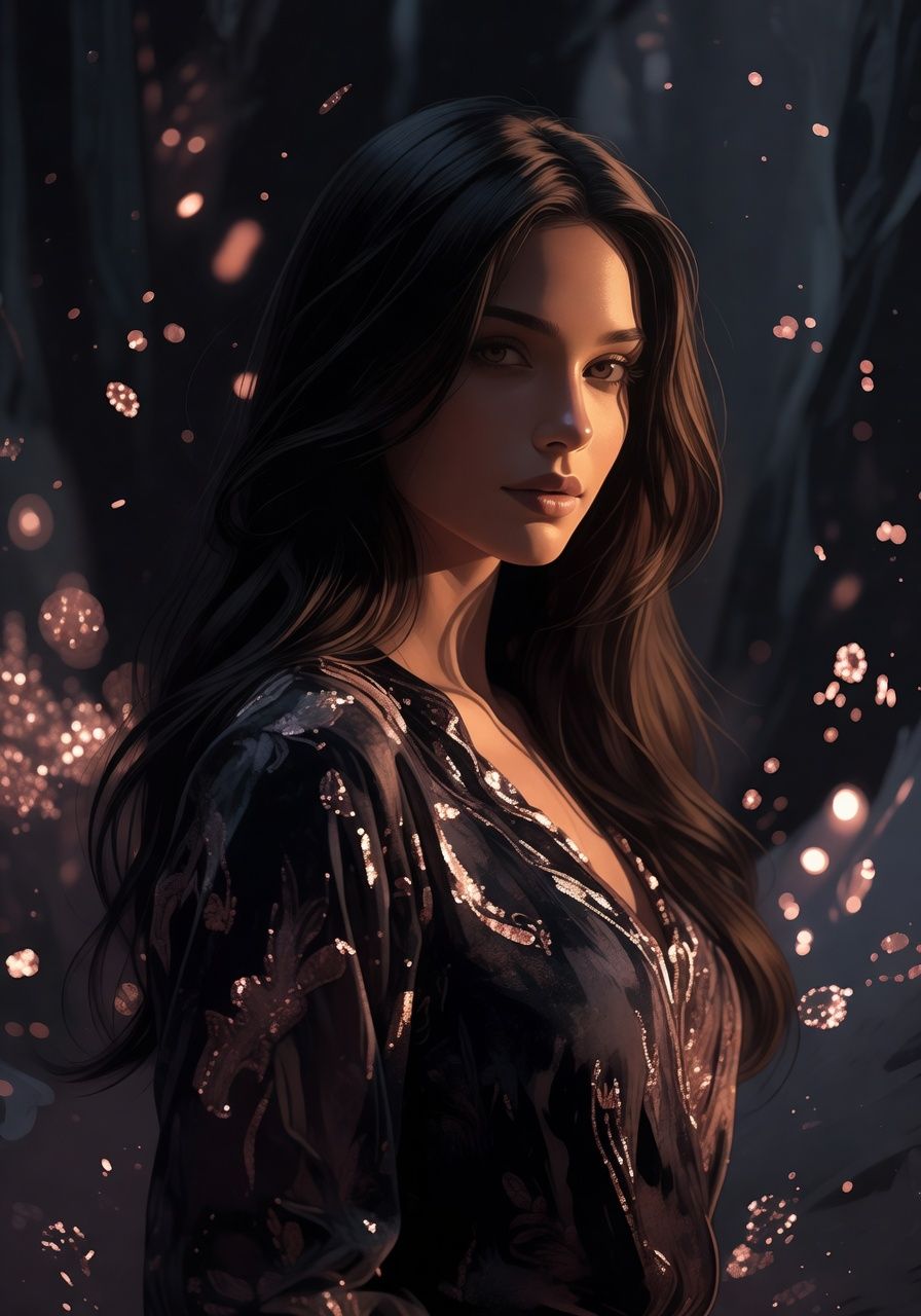 Confident AI companion portrait with warm amber lighting