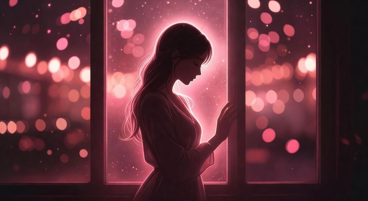 Romantic AI companion silhouette at night