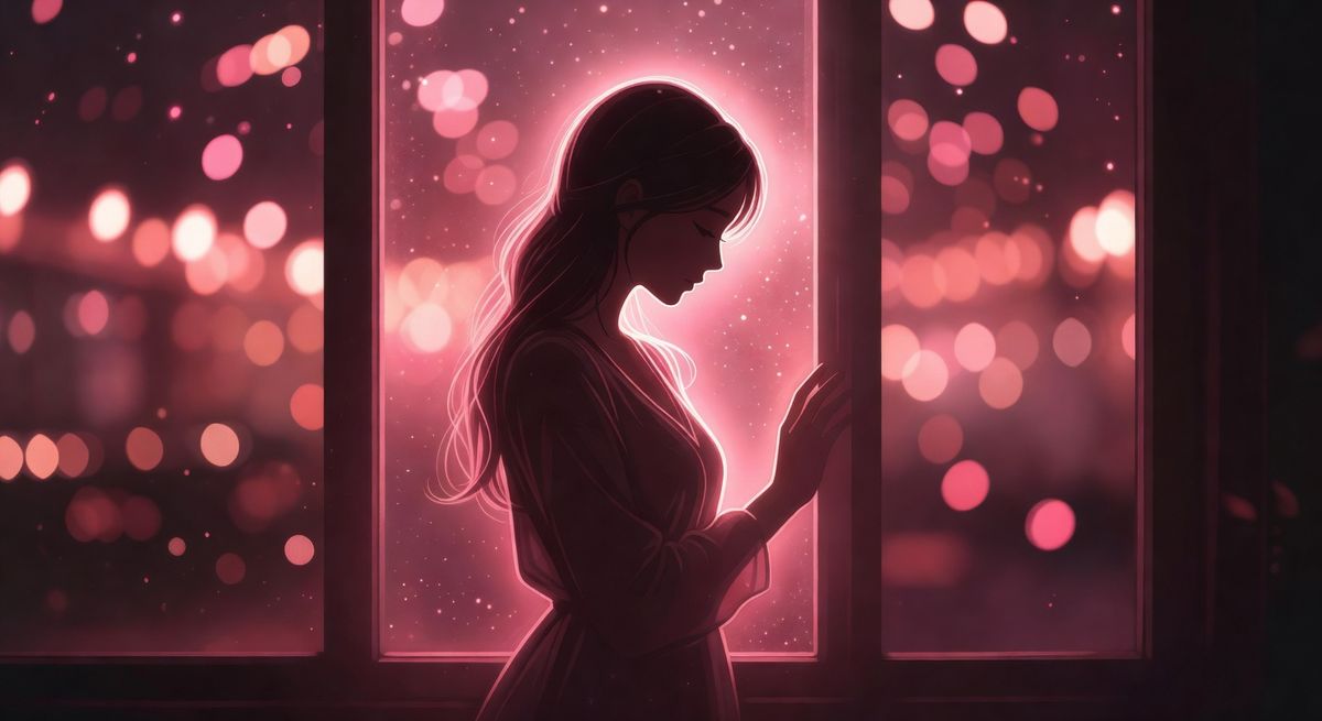 Romantic AI companion silhouette at night