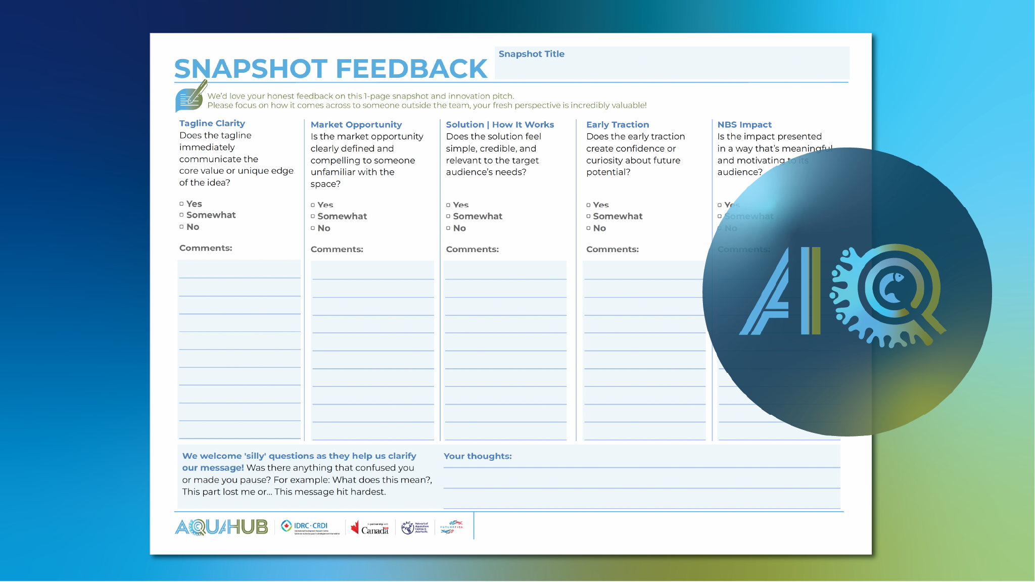 AQUAINNOVATE Snapshot Feeback