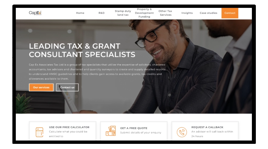Tax company website development