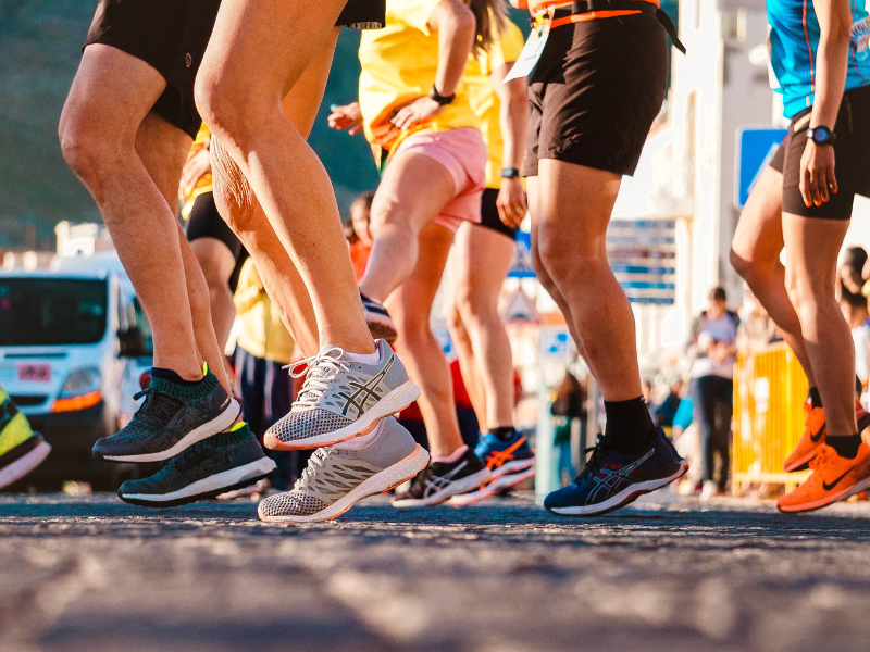 Runners warming up