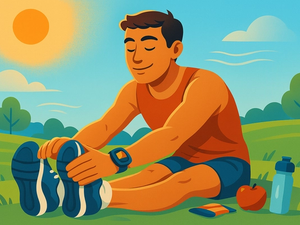 A runner stretching