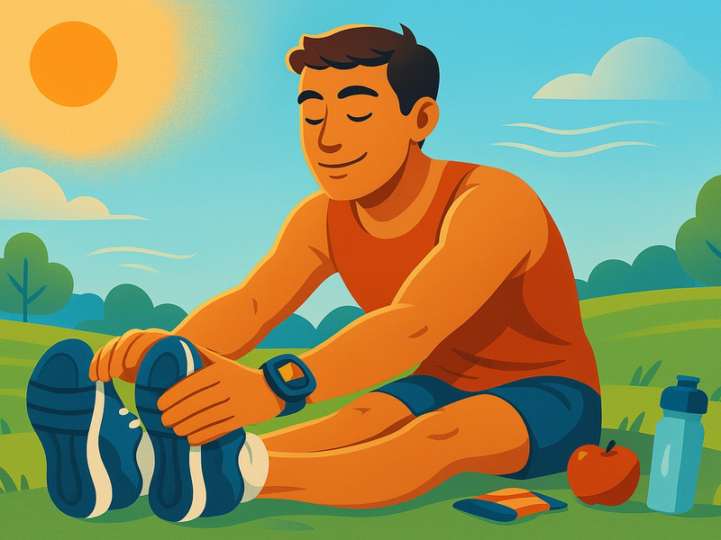 A runner stretching