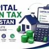 Capital Gain Tax Pakistan 2026 guide banner featuring a tax checklist, house, coins, growth chart, and financial icons on a white background in blue and green corporate colors.