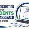 "FBR Registration for Students in Pakistan 2026 guide showing online student tax registration form on a laptop with ID card and security shield illustration."
