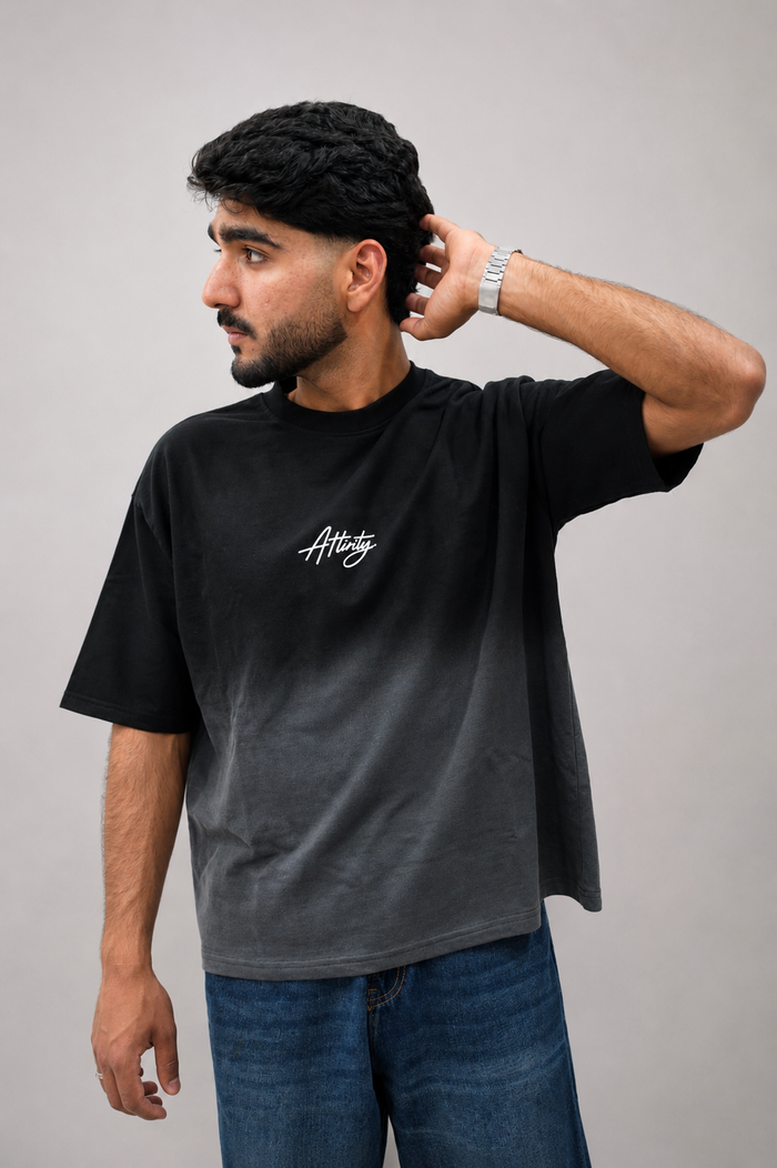 Black Ombre Wash Boxy Fit T-Shirt