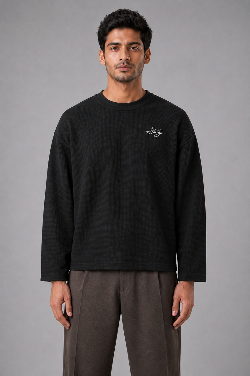 Core Waffle Full Sleeve - Black - View 2