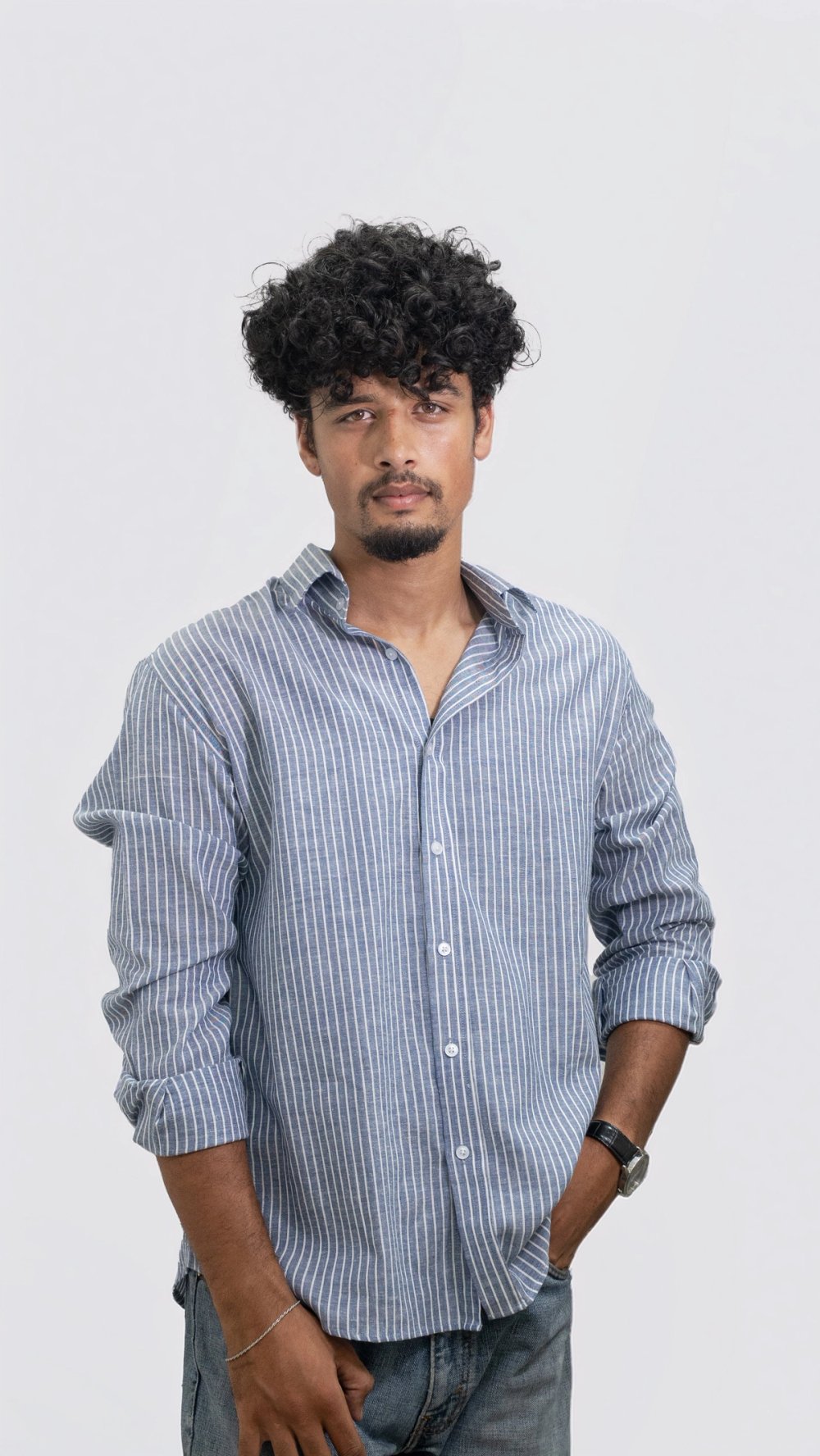 Oceanline — Dusty Blue Striped Shirt