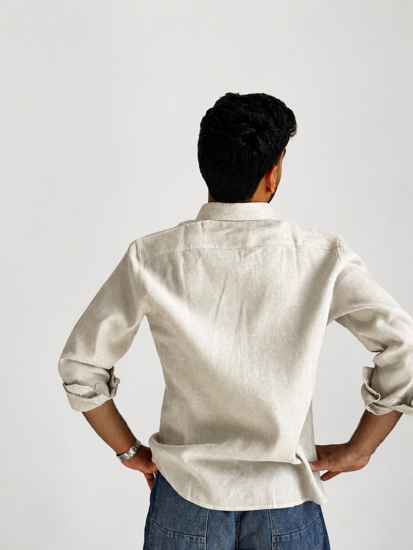 Men’s Premium Cotton Linen Relaxed Fit Shirt – Beige | Attirity