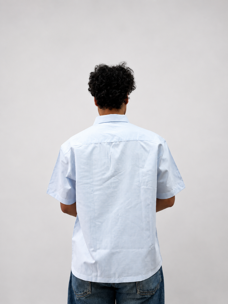 Blue Striped Oxford Boxy Shirt - View 4