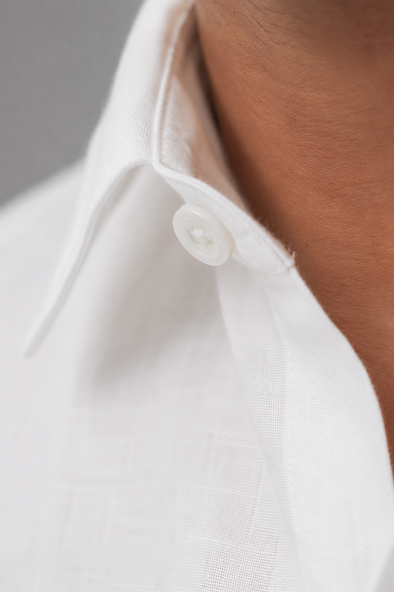 Men’s Premium Cotton Linen Relaxed Fit Shirt – White | Attirity - View 5