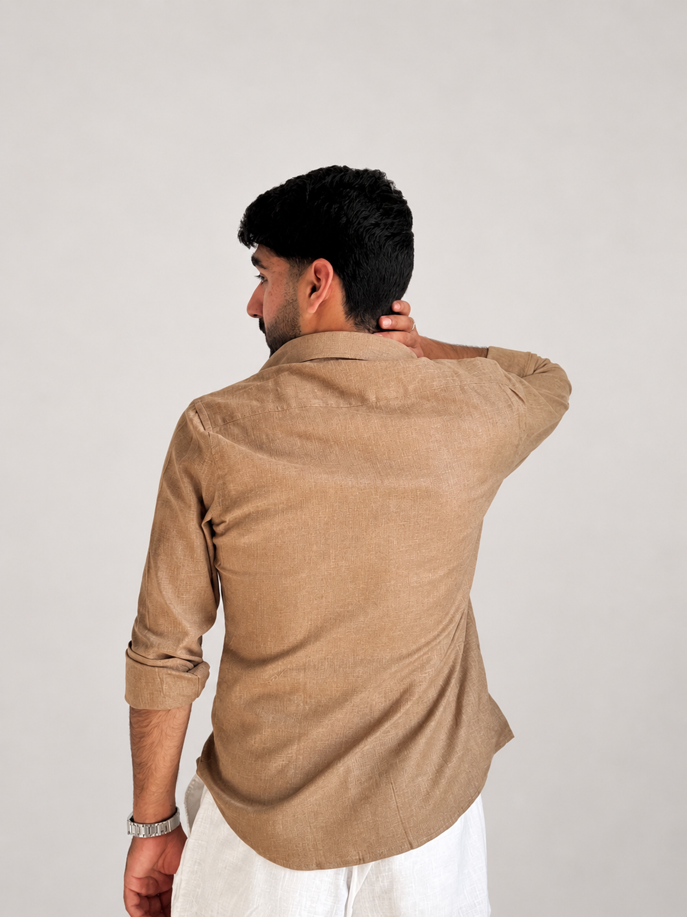 Men’s Premium Pure Linen Relaxed Fit Shirt – French Beige | Attirity