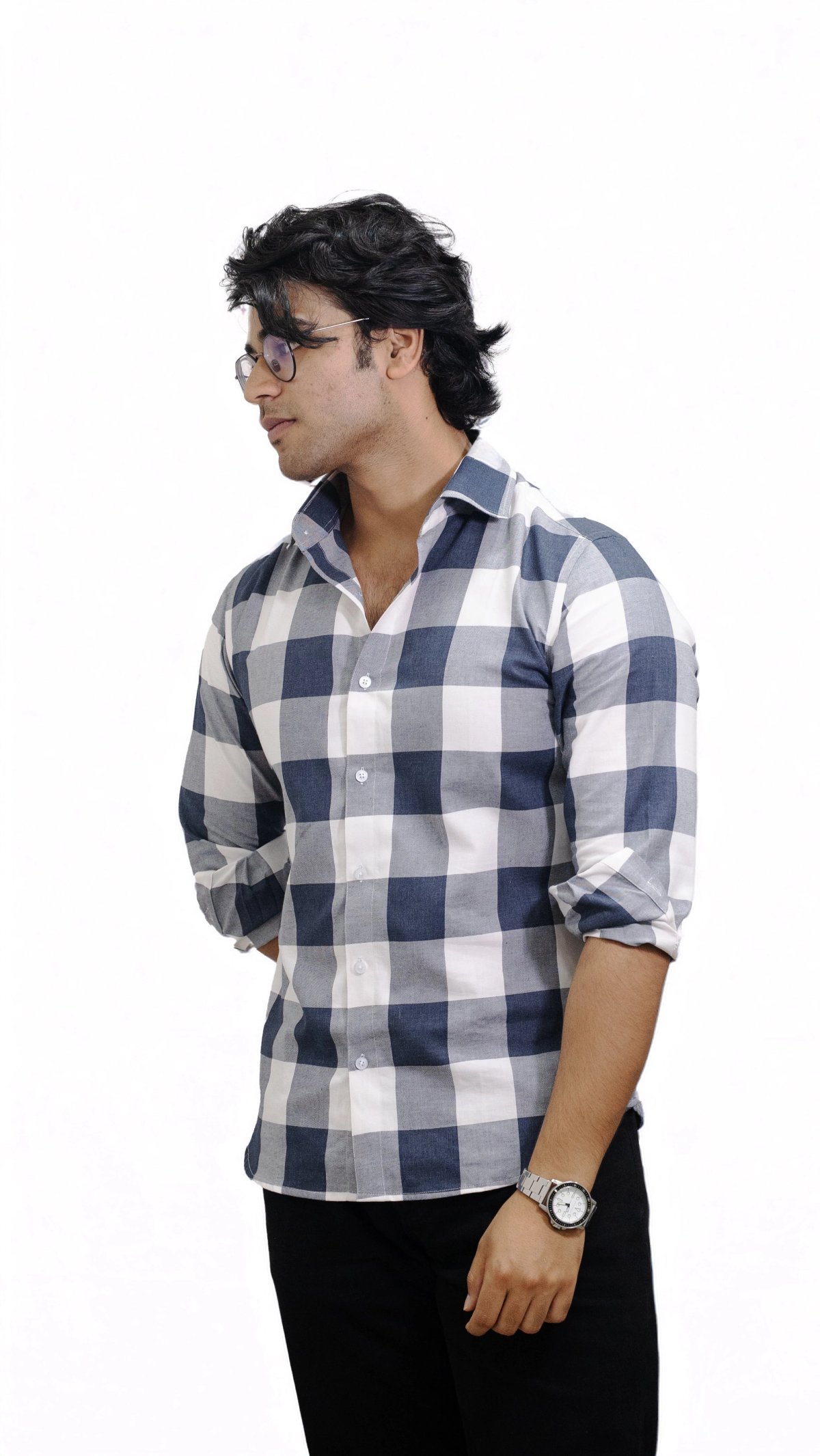 Steelshade — Grey & White Checkered Shirt - View 3
