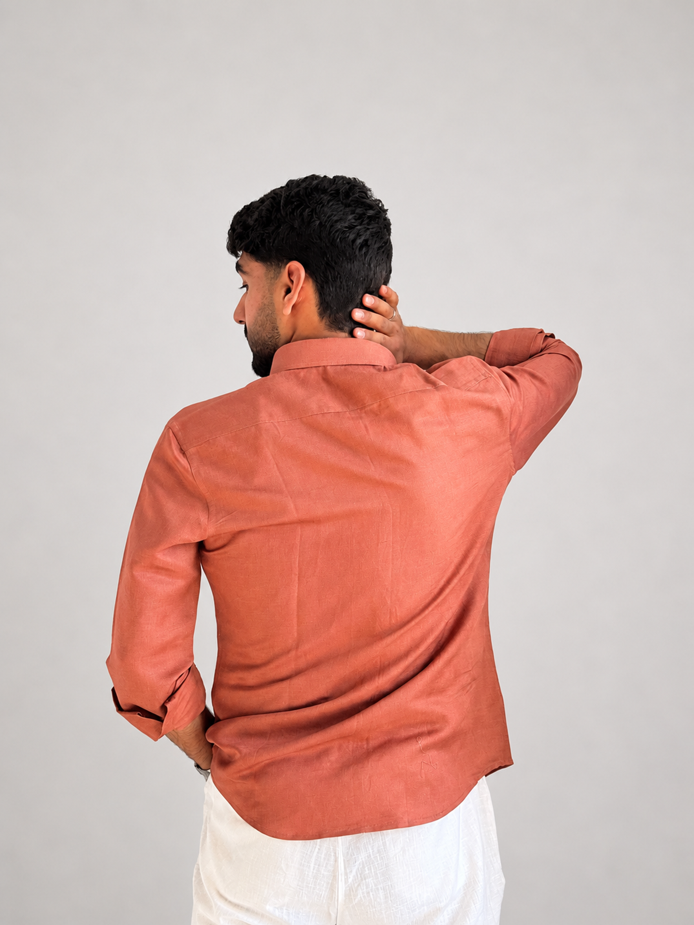 Men’s Premium Pure Linen Relaxed Shirt – Cinnamon Brown | Attirity