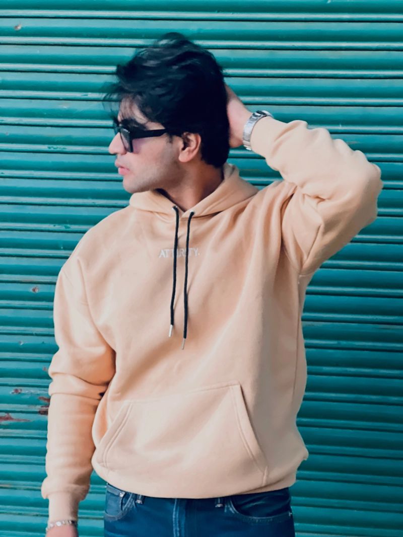 Ecru Solid Hoodie - View 5