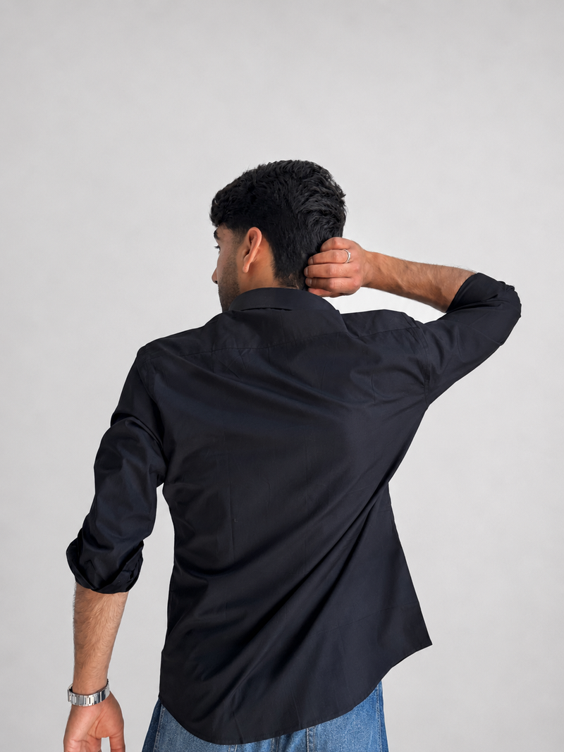 Men’s Premium Cotton Relaxed Fit Shirt – Black | Attirity - View 3