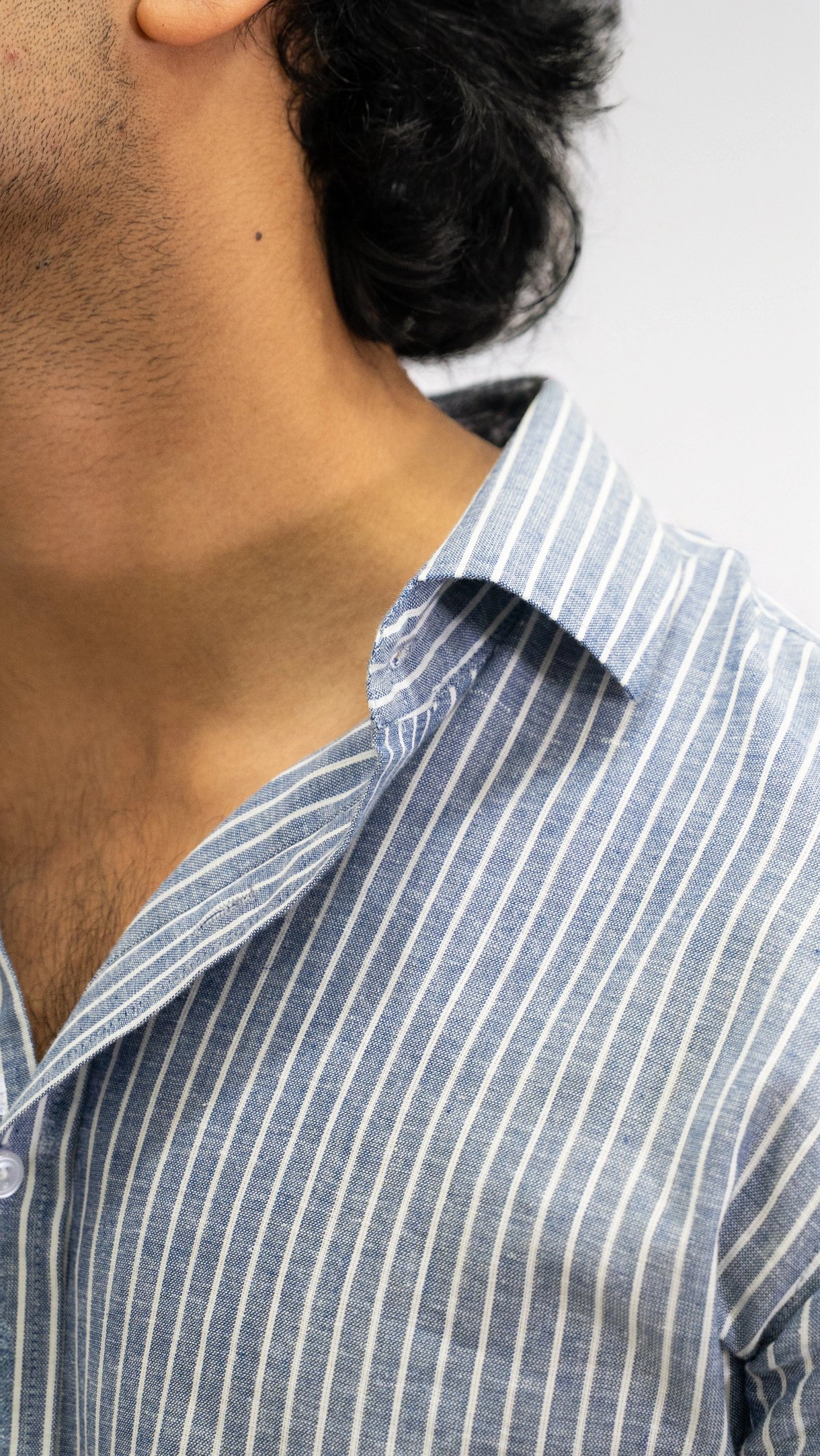 Oceanline — Dusty Blue Striped Shirt - View 7