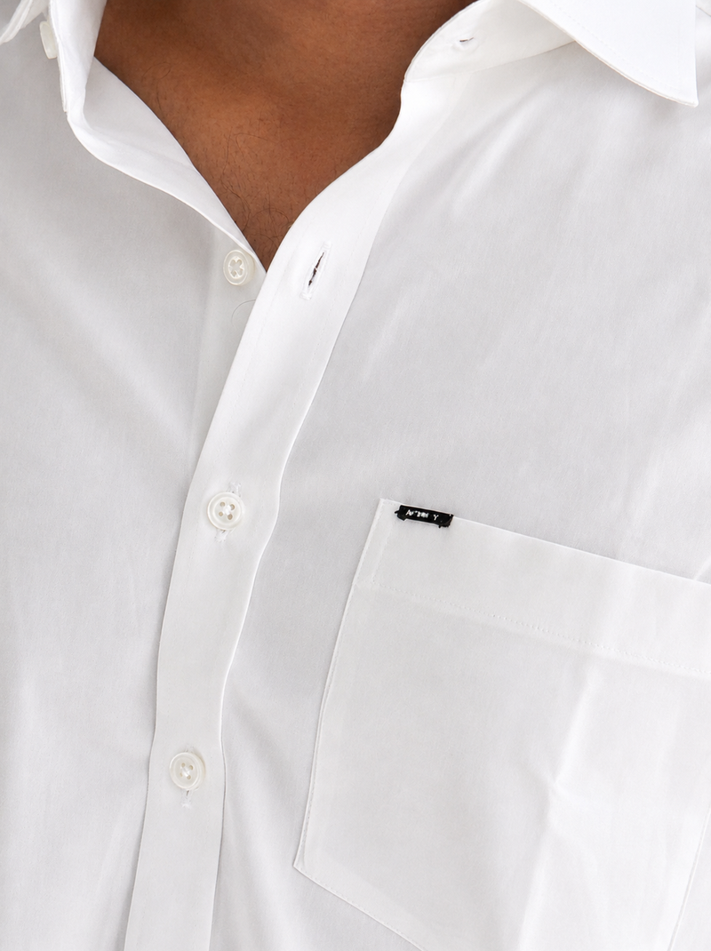 Men’s Premium Cotton Relaxed Fit Shirt – Solid White | Attirity - View 5