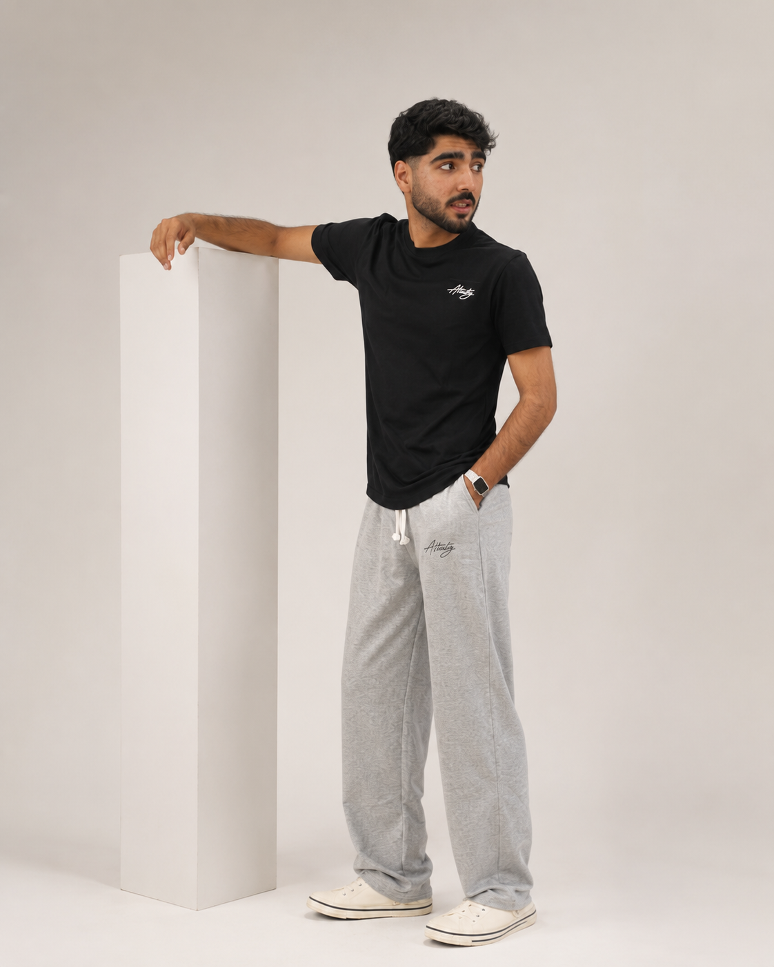 Grey Cotton Relax Fit Trousers Alternate